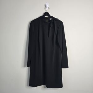 Calvin Klein Black Shift Dress with Bow Detailing Size 14